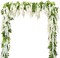 4 Pcs White Wisteria Artificial Flower Garland – 7.2 ft Silk Faux Vines for Home, Garden, Wedding Ceremony & Outdoor Arch Décor